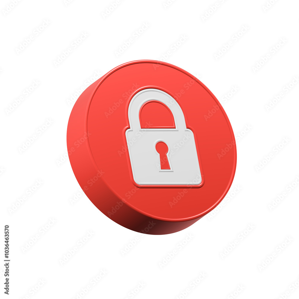 Lock icon 3d red color, safe symbol secret Lock icon 3d red color, safe symbol secret