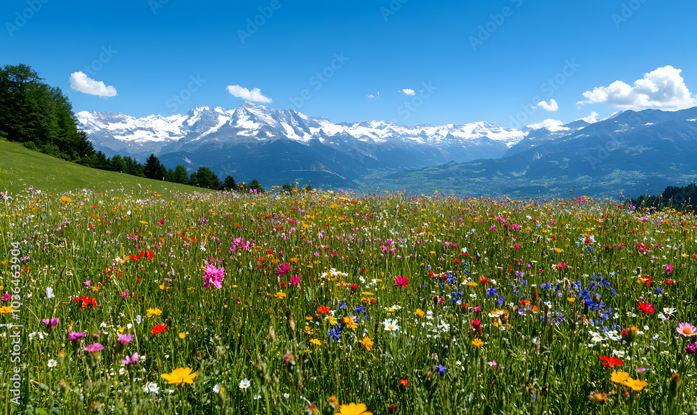 Fototapeta premium Dreamlike Landscapes and Mystical Gardens with Vibrant Flowers and Glowing Nature
