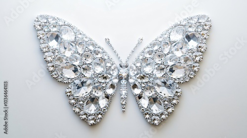 Butterfly diamond brooch on a white background
