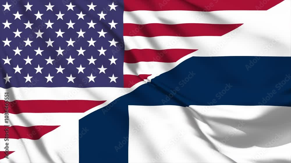 United waving flag animation of the United States and Finland United waving flag animation of the United States and Finland