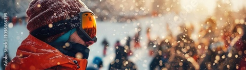 Spectators viewing snowboarding events, sports, thrill