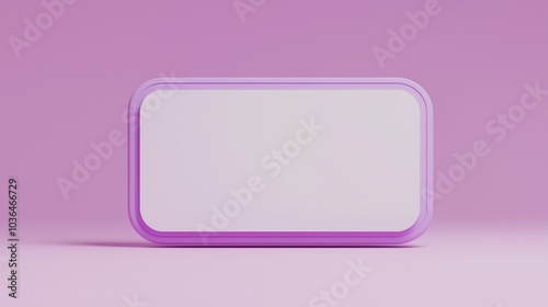 A white billboard banner on a pink background.