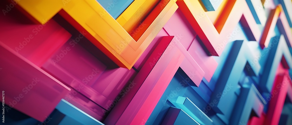 Vibrant geometric patterns of colorful 3d shapes creating a dynamic visual experience in modern design aesthetics