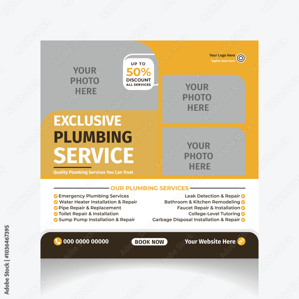 Obraz premium Plumbing Service social media post