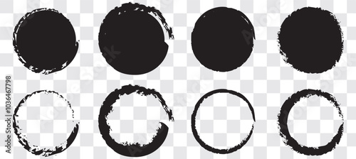 Smeared, smudged circle, circular grungy, grunge brushstroke and paintbrush ink blot, stain. Sketch, sketchy hand drawn, chalk drawing effect circle