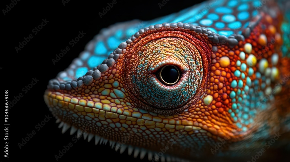 Fototapeta premium Close-up of a chameleon's skin texture, Nature macro, Detail