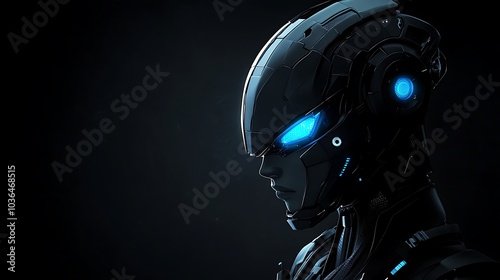 Futuristic Robot with Glowing Blue Eyes