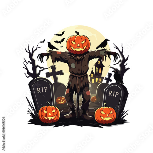 Creepy Halloween Vector Haunted House and Spooky Webs