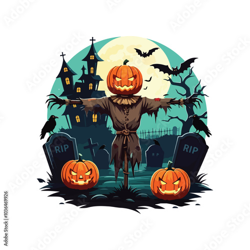 Creepy Halloween Vector Haunted House and Spooky Webs