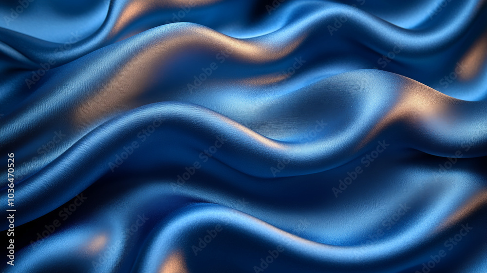 Blue fabric featuring folds and waves