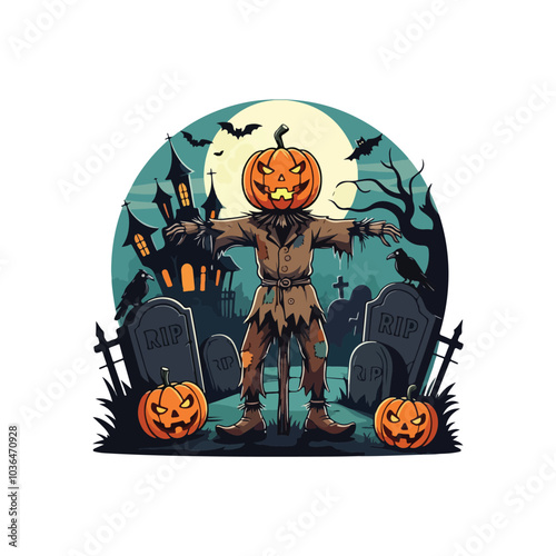 Creepy Halloween Vector Haunted House and Spooky Webs