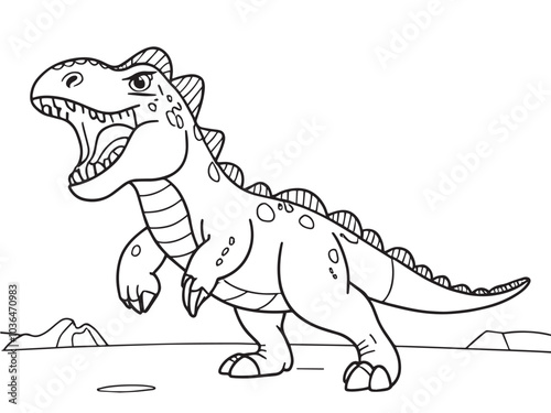 Colouring Page Outline of Carnotaurus roaring Dinosaur. Colouring Book page for kids. outline vector illustration isolated on a white background
