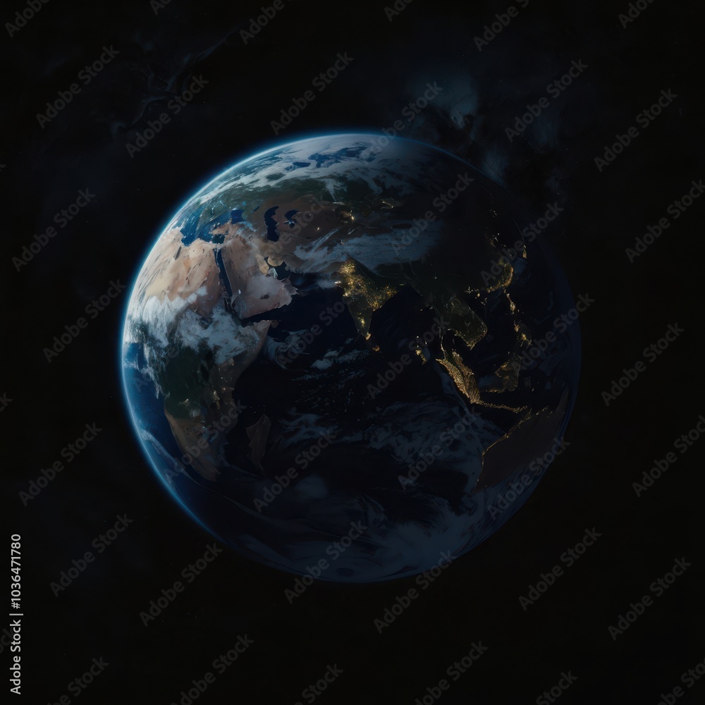 Earth, Civilization, Light, Glow, Radiation, Planet, Space, Universe, Continents, Land, Water, Seas, Cities