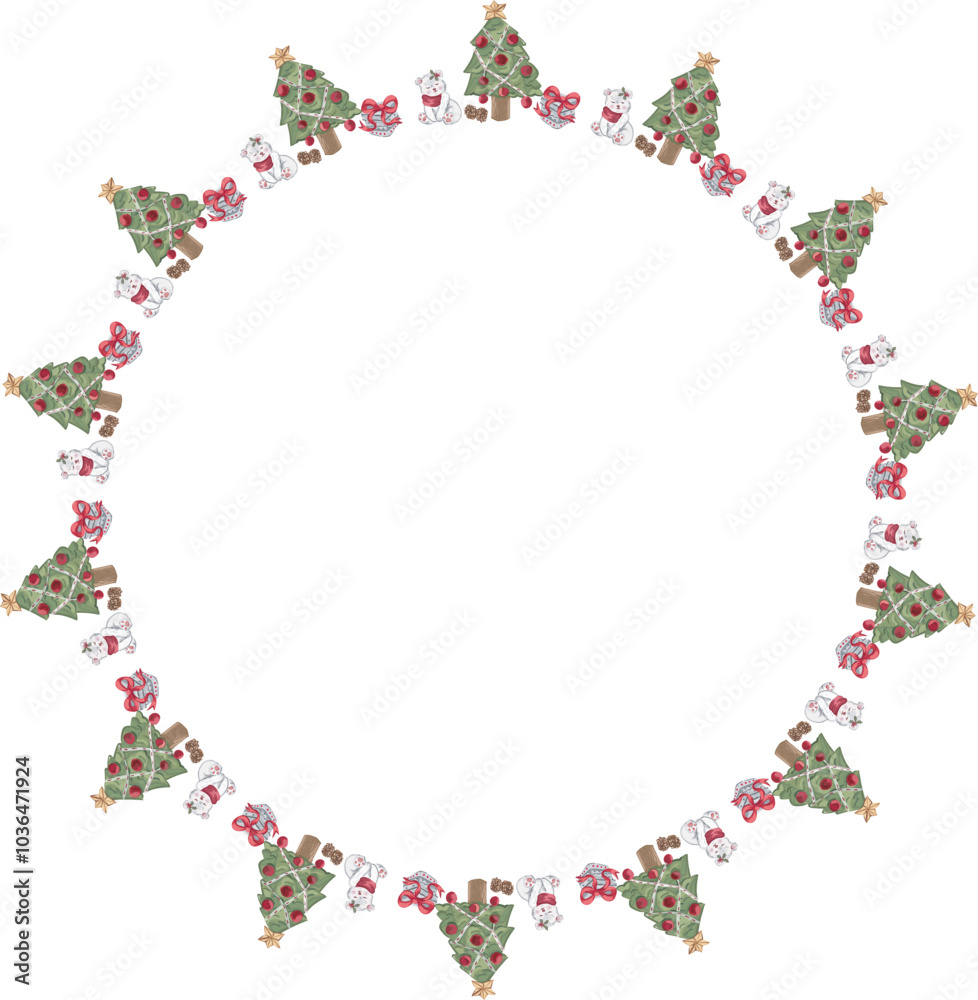 Cute christmas wreath on white background. Vector illustration. Cute christmas wreath on white background. Vector illustration.