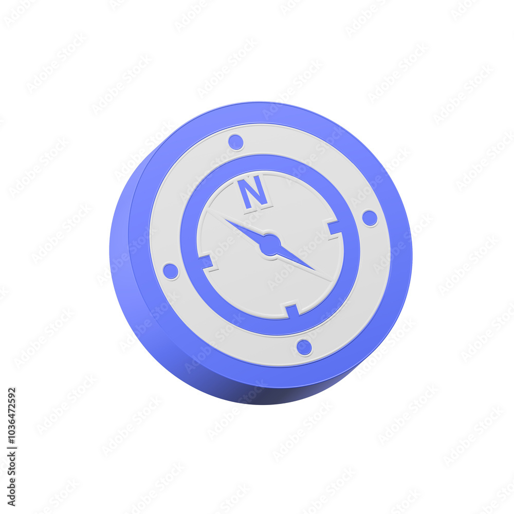 Compass icon 3d, navigation symbol blue color Compass icon 3d, navigation symbol blue color