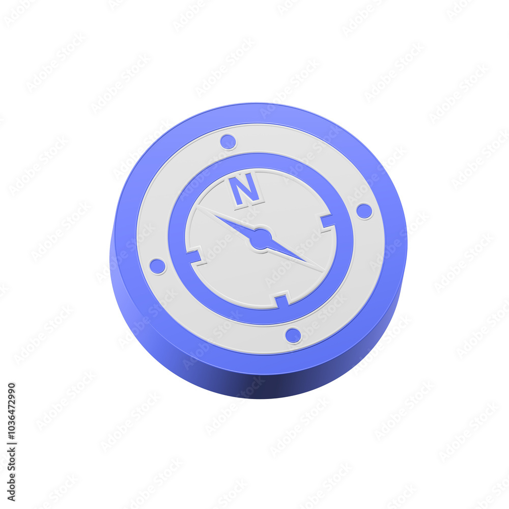 Compass icon 3d, navigation symbol blue color Compass icon 3d, navigation symbol blue color