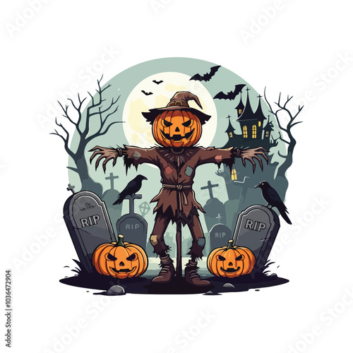 Creepy Halloween Vector Haunted House and Spooky Webs