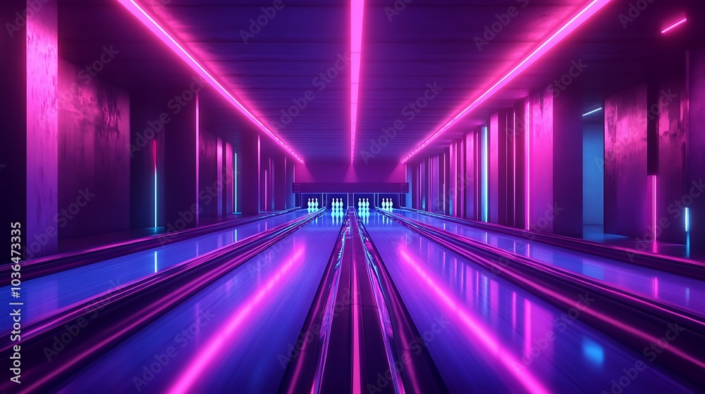 Illuminated Bowling Alley Corridor Illuminated Bowling Alley Corridor
