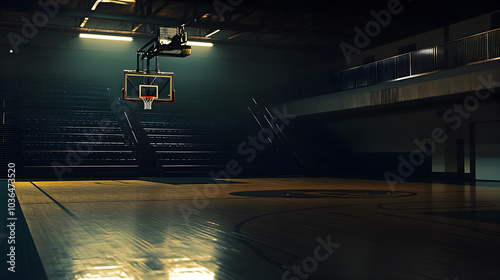 An empty basketball stadium with an attractive view