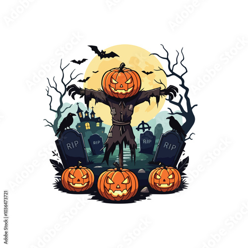 Creepy Halloween Vector Haunted House and Spooky Webs
