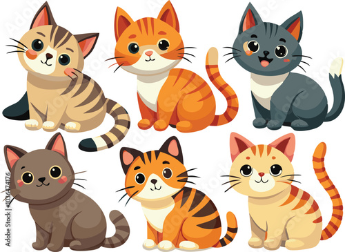 Cute Cartoon Cats Collection Adorable Pet Animals