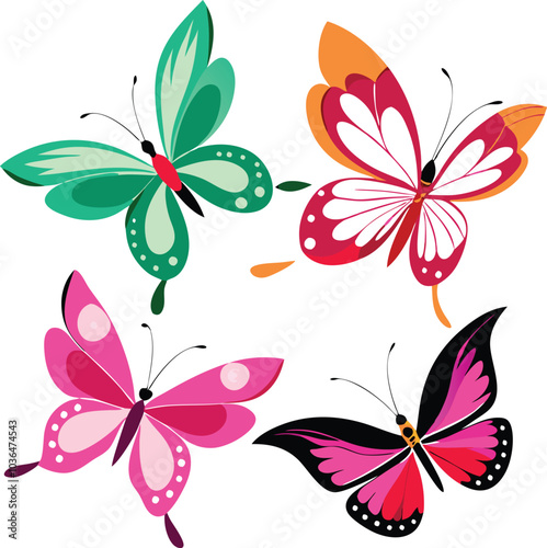 set of butterflies