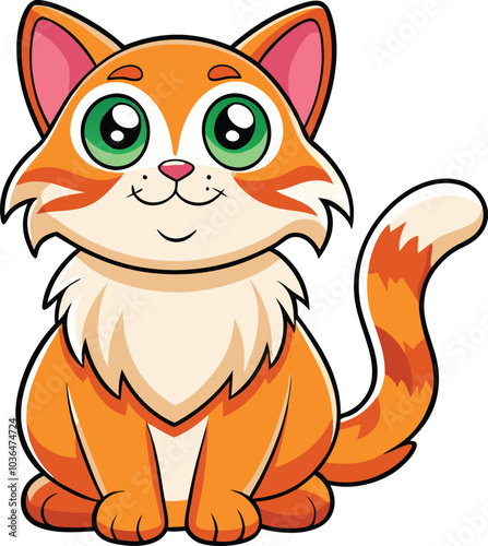 Cute Cartoon Orange Tabby Cat Illustration