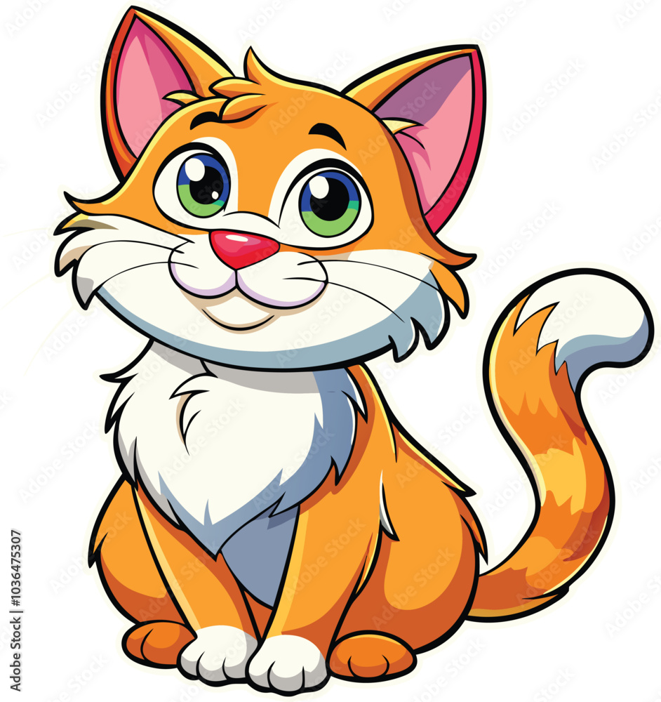 Obraz premium Cute Orange Tabby Cat Cartoon Illustration
