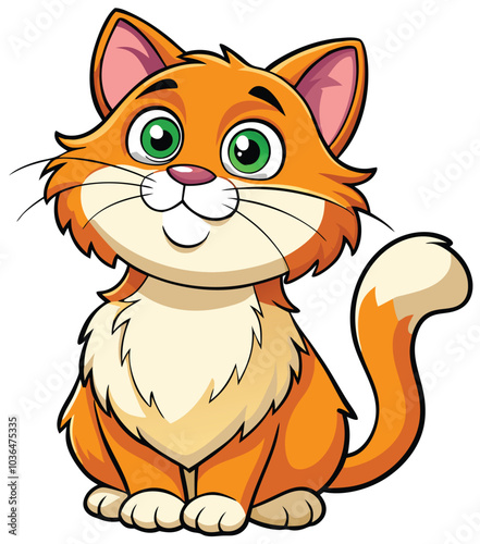 Cute Orange Cat Cartoon Illustration