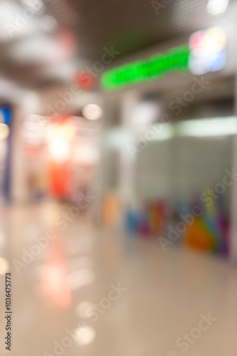 Out of focus bokeh of a supermarket. photo