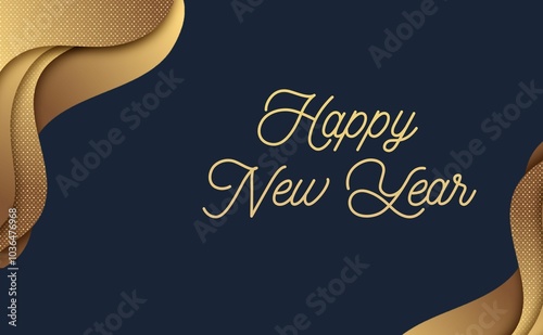 Happy new year background in blue gold elements, grand concept