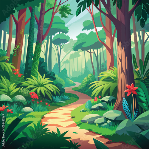 forest nature background vector illustration