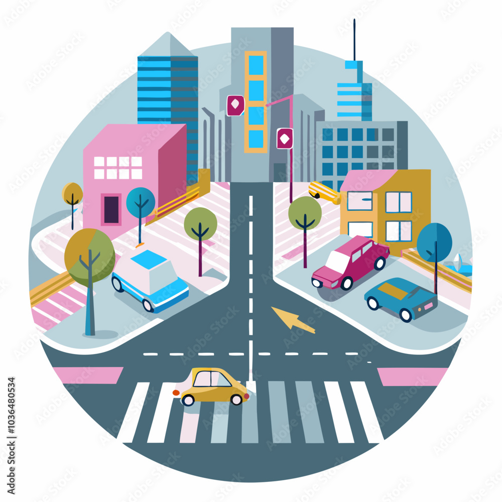 Fototapeta premium city street with city illustration 