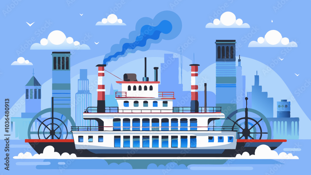 Obraz premium city skyline with ship