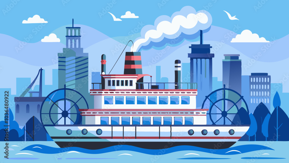 Fototapeta premium city skyline and boat