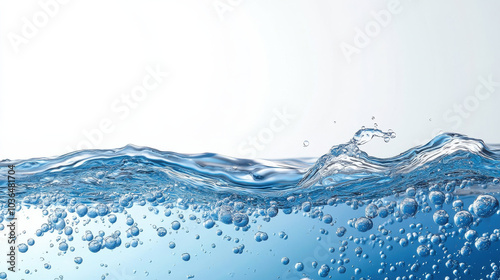 Clear water surface with bubbles creating refreshing atmosphere