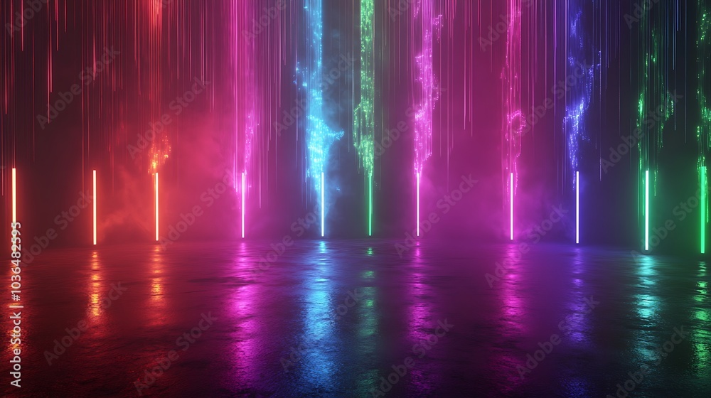 Obraz premium Neon Lights and Abstract Landscape