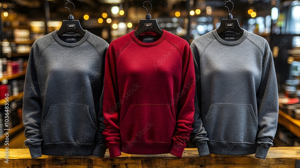 Obraz premium Crewneck mockup displayed on a mannequin with casual wear styled for the season