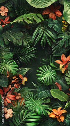 abstract green leaf texture, tropical leaf foliage nature dark green background
