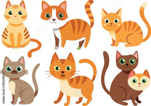 Cute Cartoon Cats Collection Animal Pet Design