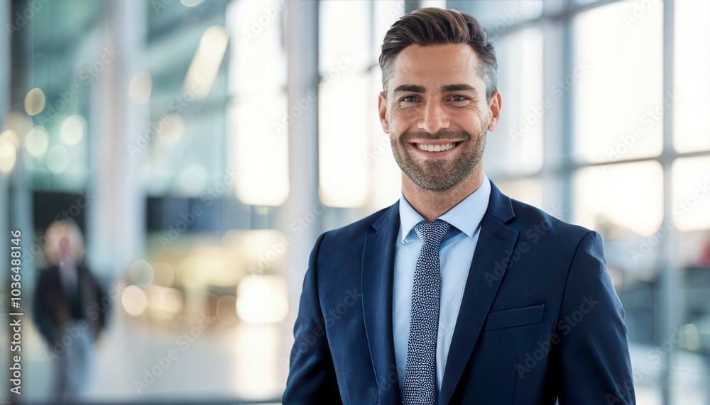 Smiling businessman at office. Generated image Smiling businessman at office. Generated image