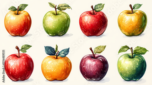 Cartoon illustration of apple fruit on white background. Vector illustration of summer fruits for a healthy and natural life.