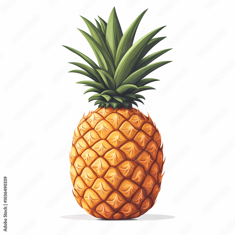 Pineapple. Cartoon illustration of pineapple on white background. Healthy and natural summer fruits, vector illustration. Pineapple. Cartoon illustration of pineapple on white background. Healthy and natural summer fruits, vector illustration.