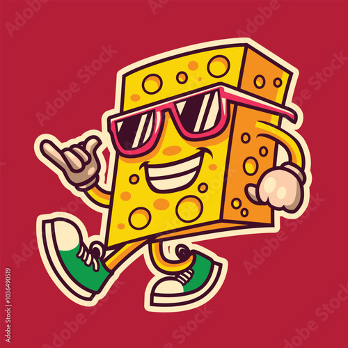 Cute cartoon cheese character vector image icon