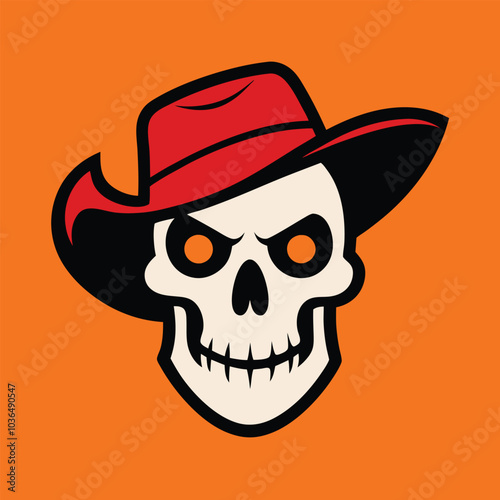 Skull in cowboy hat vector illustration