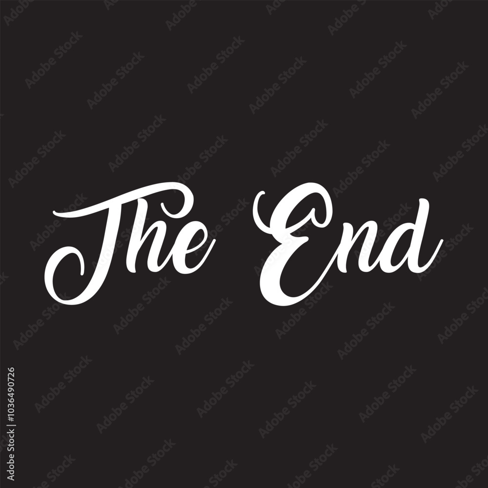 The End hand drawn lettering phrase, continuous line drawing, design element for poster, banner, card, print for clothes, emblem or logo design, vector illustration.. EPS 10/AI The End hand drawn lettering phrase, continuous line drawing, design element for poster, banner, card, print for clothes, emblem or logo design, vector illustration.. EPS 10/AI