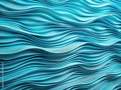 Abstract AI Art - Light Blue Paper Wave Design