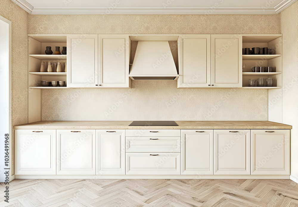 Modern 3D Rendering of White Kitchen Interior Design Modern 3D Rendering of White Kitchen Interior Design