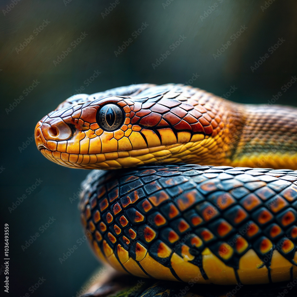 Close-Up of Vibrant Yellow Snake Scales Close-Up of Vibrant Yellow Snake Scales