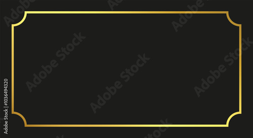 Luxury gold frame on black background. Decorative golden border vector illustration